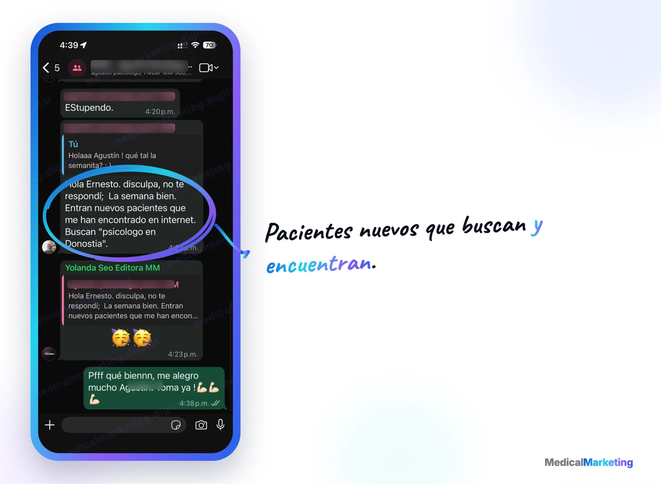 Reseña por WhatsApp: pacientes nuevos que buscan en internet y encuentran su consulta