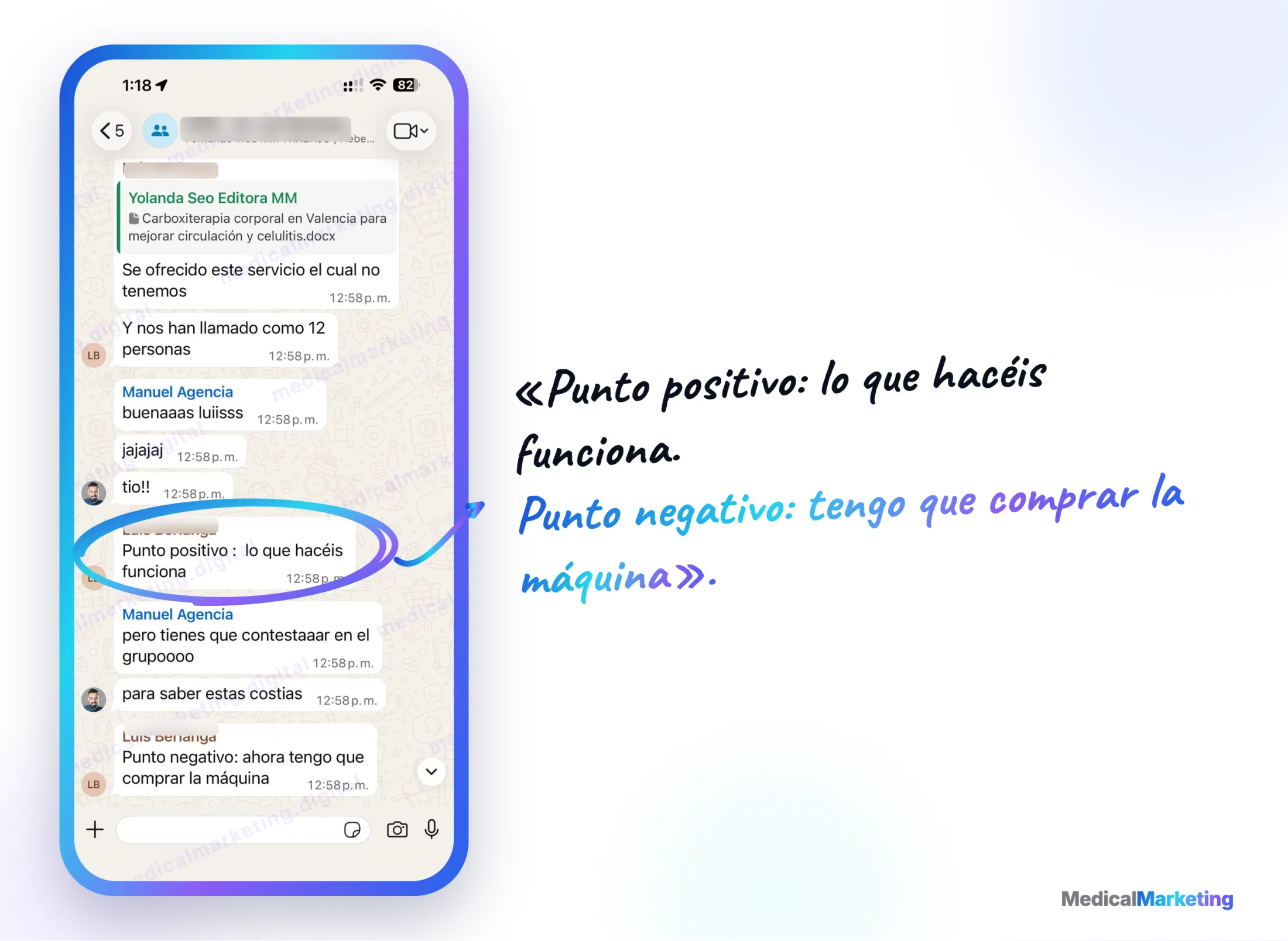 Reseña por WhatsApp: «Punto positivo: lo que hacéis funciona. Punto negativo: ahora tengo que comprar la máquina»