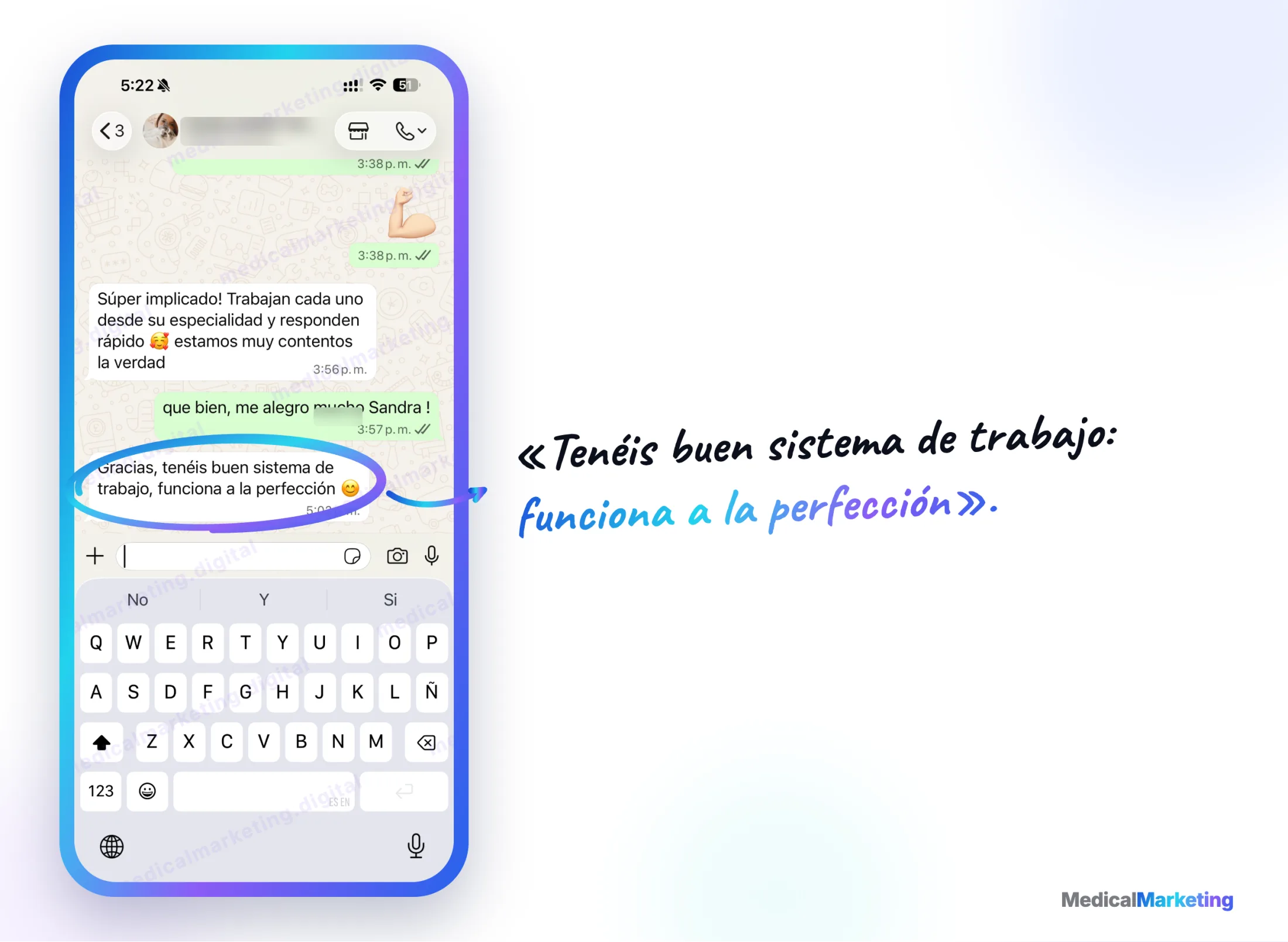 Reseña por WhatsApp: «Tenéis buen sistema de trabajo, funciona a la perfección»