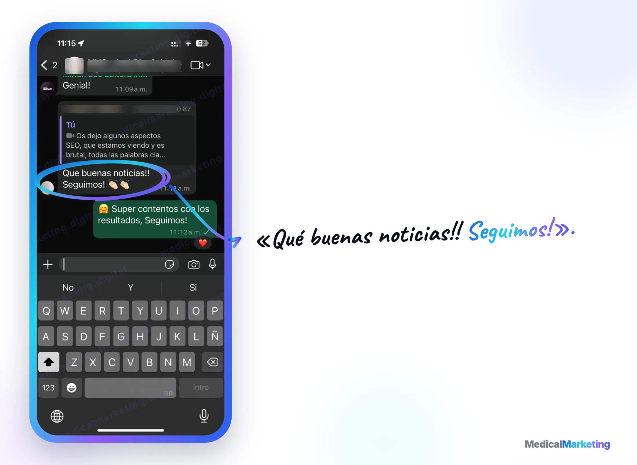 Reseña por WhatsApp: «Qué buenas noticias. Seguimos»
