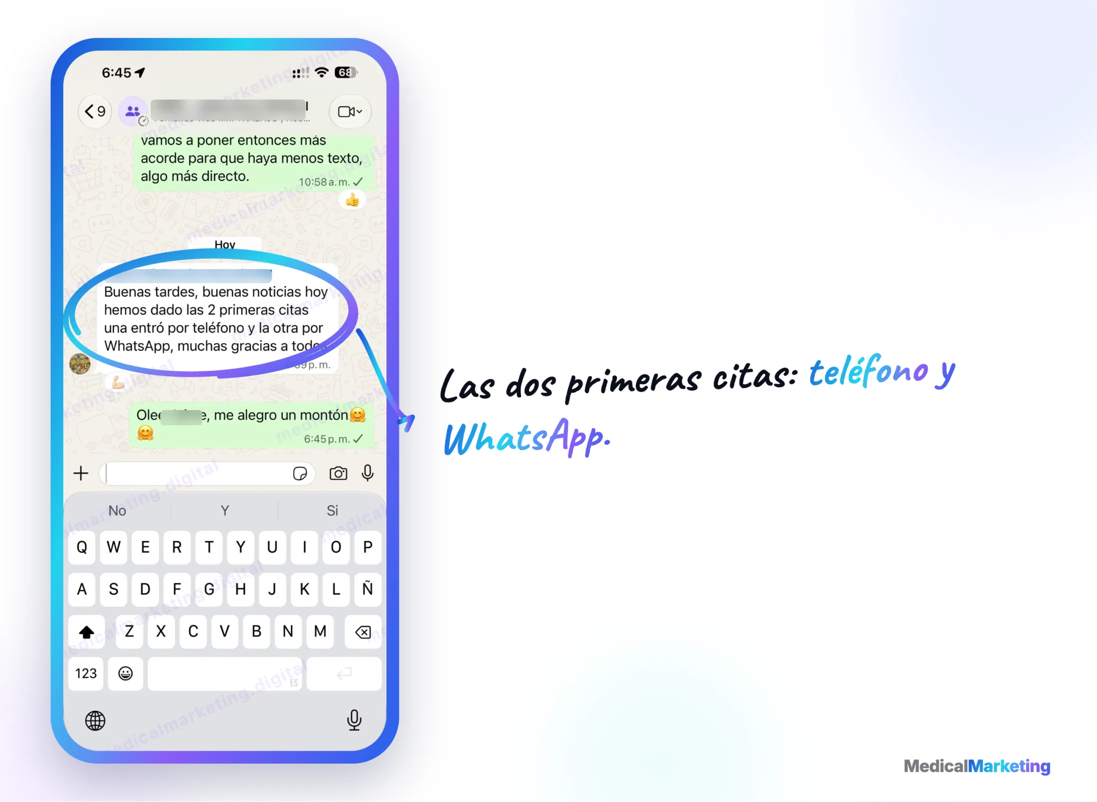 Reseña por WhatsApp: las dos primeras citas, una por teléfono y otra por WhatsApp