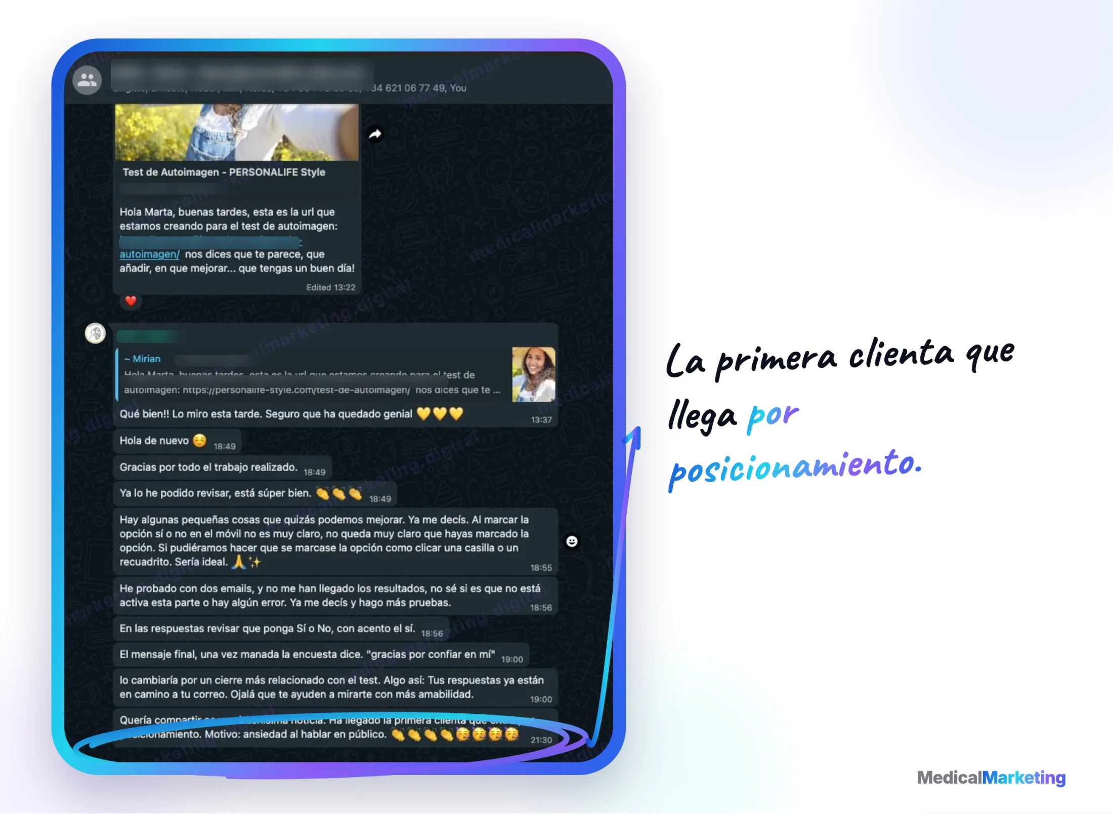 Reseña por WhatsApp: la primera clienta que llega por posicionamiento