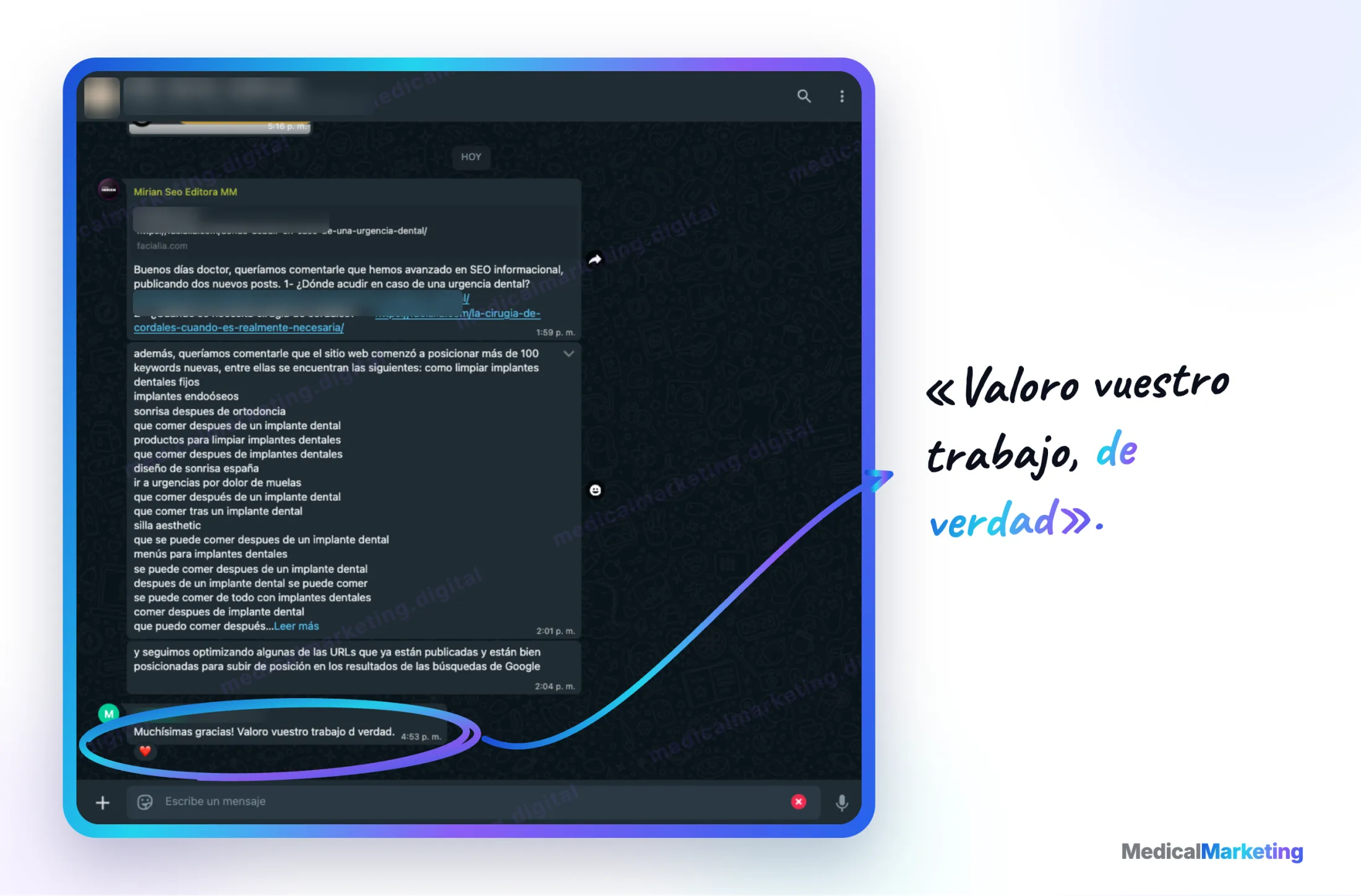 Reseña por WhatsApp: «Valoro vuestro trabajo, de verdad»