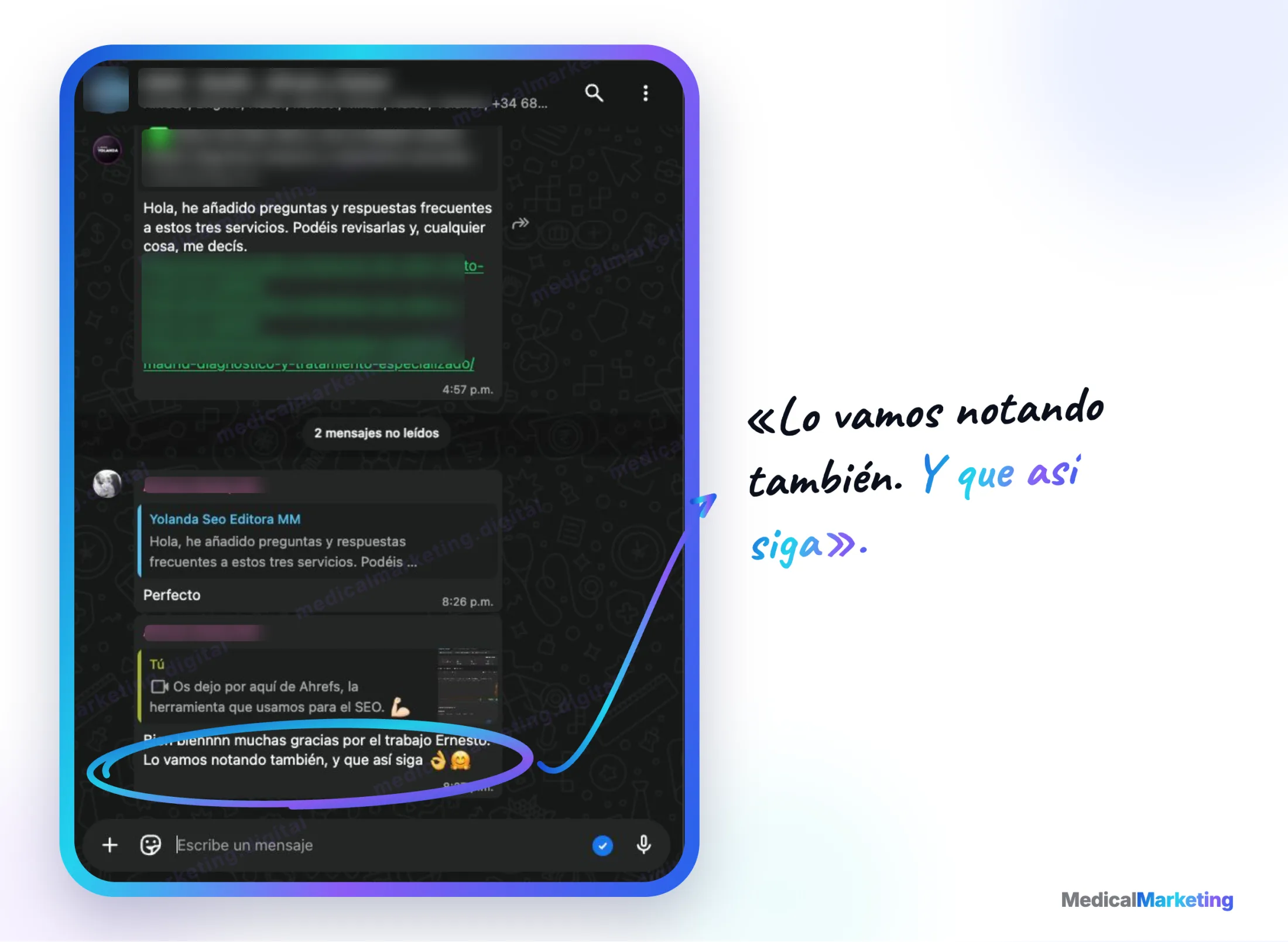 Reseña por WhatsApp: «Lo vamos notando también. Y que así siga»