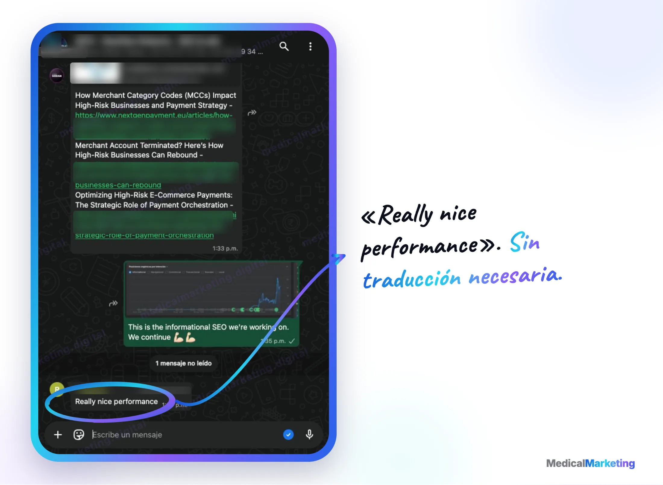 Reseña por WhatsApp: «Really nice performance»