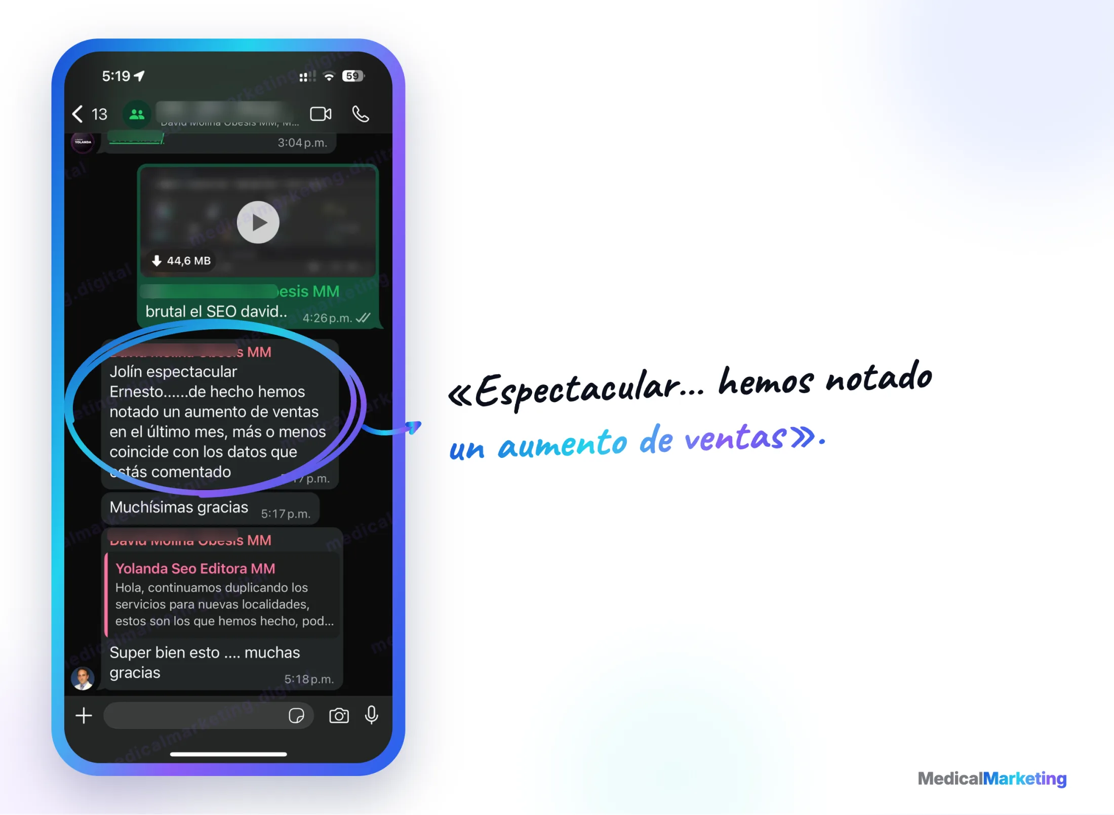 Reseña por WhatsApp: «Espectacular… hemos notado un aumento de ventas en el último mes»
