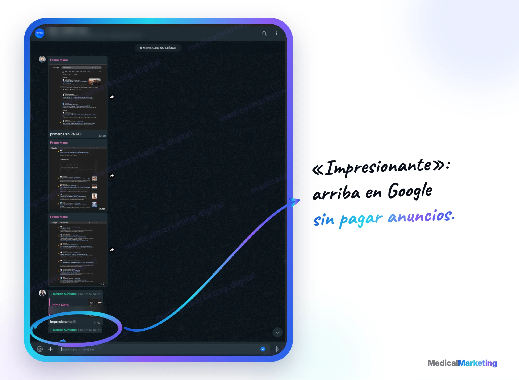 Reseña por WhatsApp: «Impresionante», arriba en Google sin pagar anuncios