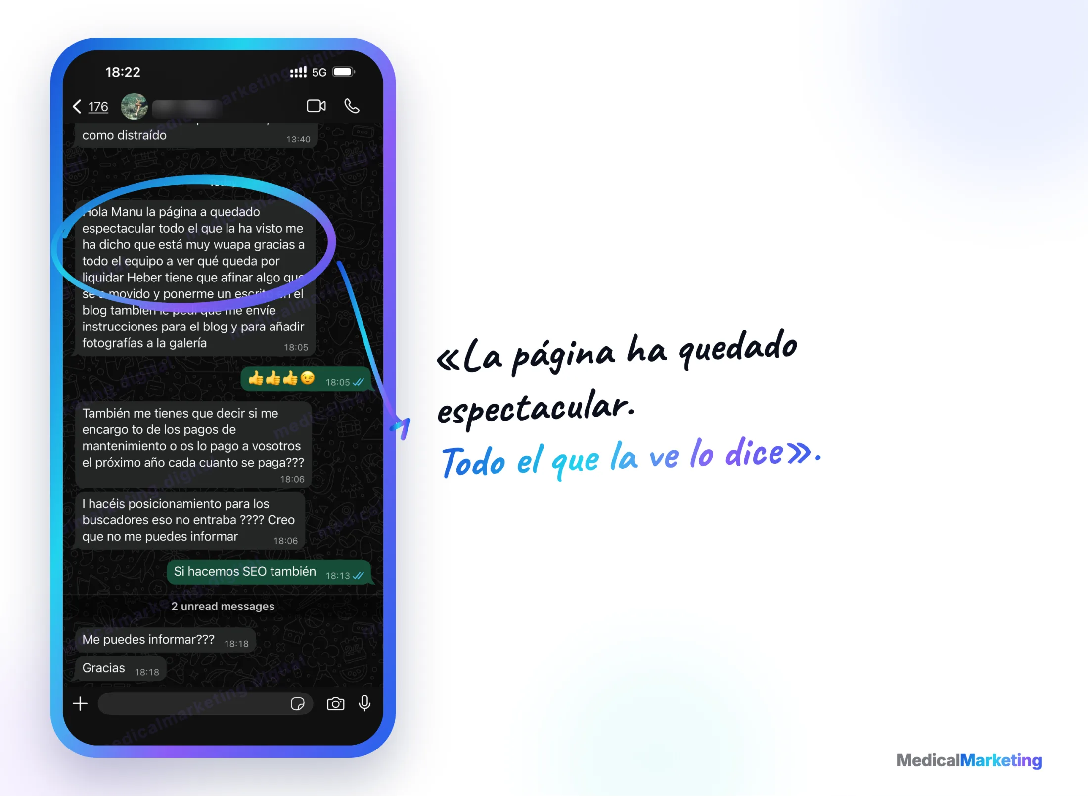 Reseña por WhatsApp: «La página ha quedado espectacular. Todo el que la ha visto lo dice»