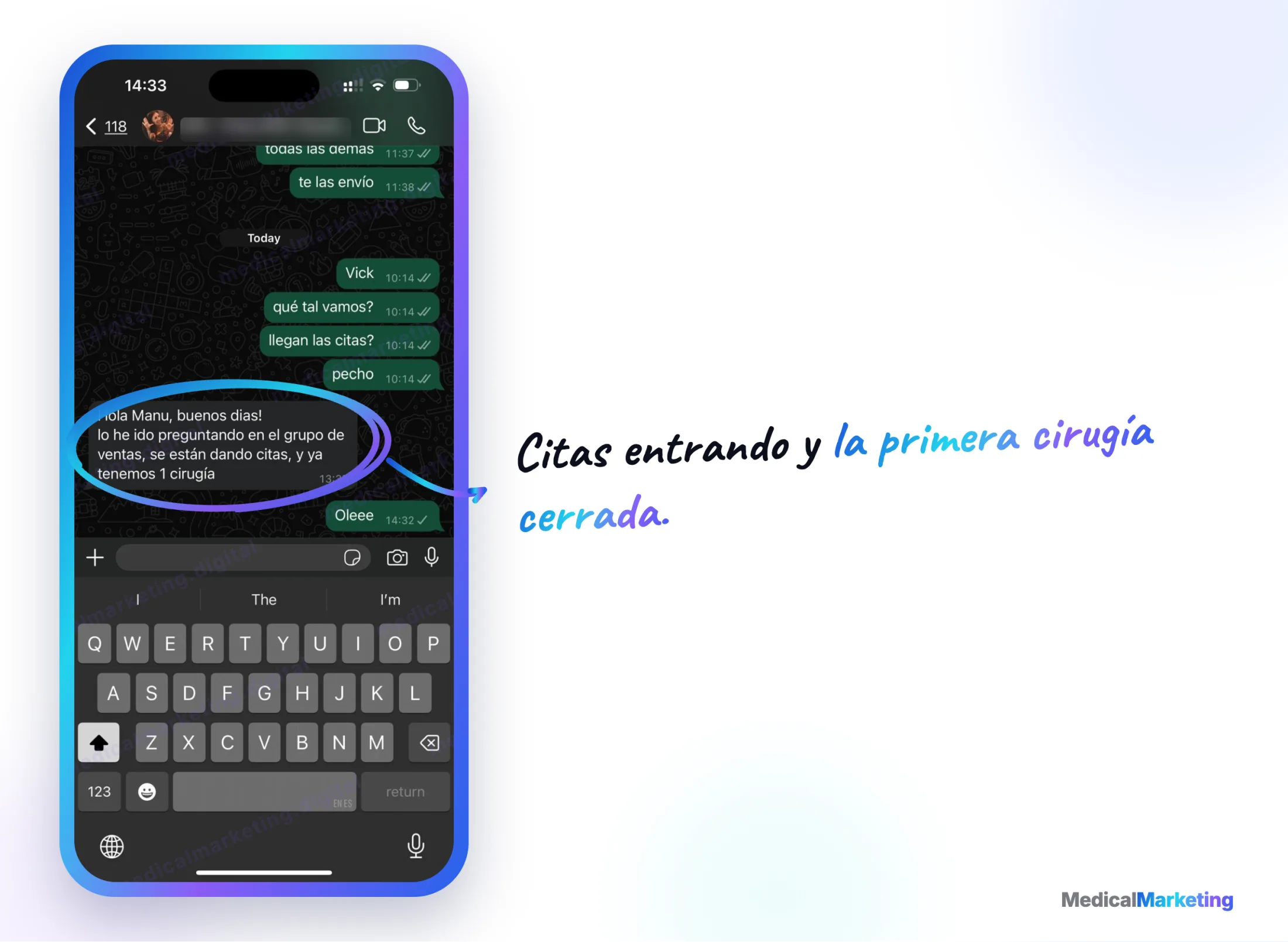 Reseña por WhatsApp: se están dando citas y ya hay una cirugía