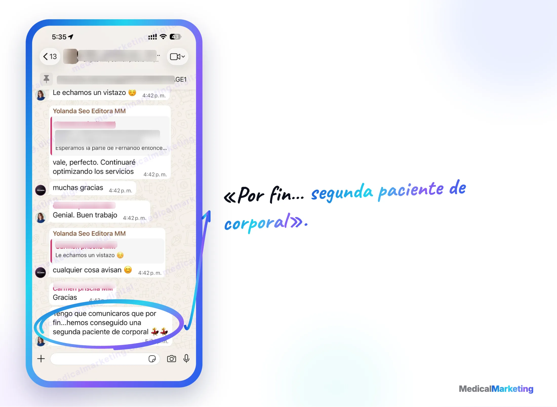 Reseña por WhatsApp: «Por fin… segunda paciente de corporal»